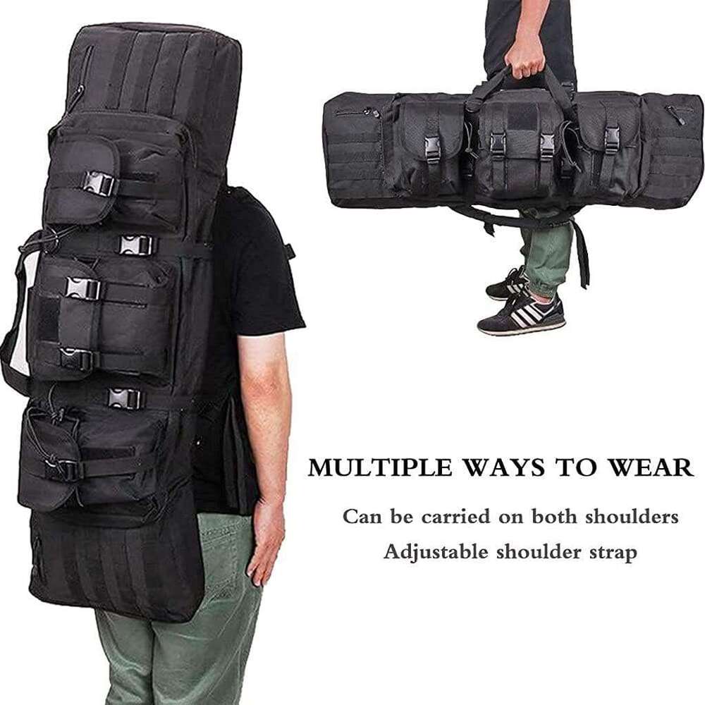 140CM/55Inch Double - Rifle Case Backpack Soft Padded Tactical Carbine Pistol Airsoft Sniper Shotgun Long Gun Bag Lockable for Storage Transportation