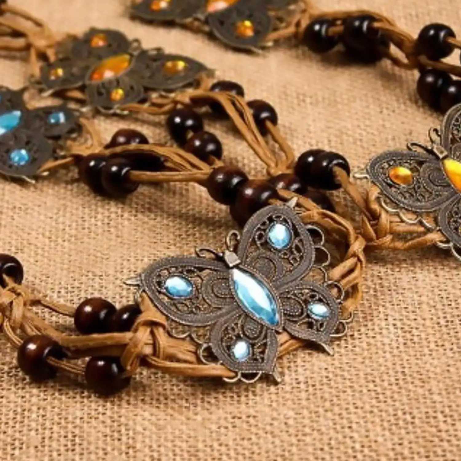 Vintage Ethnic Trend Butterfly Belt Bohemian Style Brown Braided Waistline Women With Dress Sexy Belt Y2k Belt Waist Rope L250926