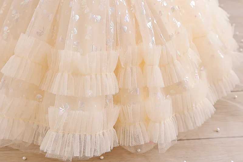 Girls New Bubble Sleeves Wedding Party Dress Princess Christmas Party Cute Foreigner Bow Birthday Dress Baby Dress Z250926