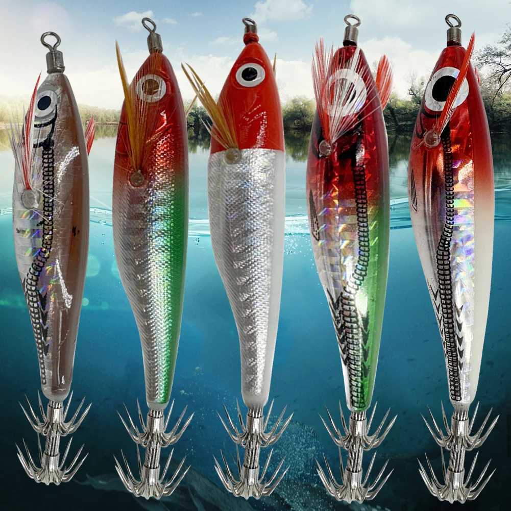 Laser Horizontal Shrimp Squid Hook Webfoot Octopus Egi Artificial Fishing Lure Shrimp Bait Wood Shrimp Bait Sturdy Squid Hook W250926