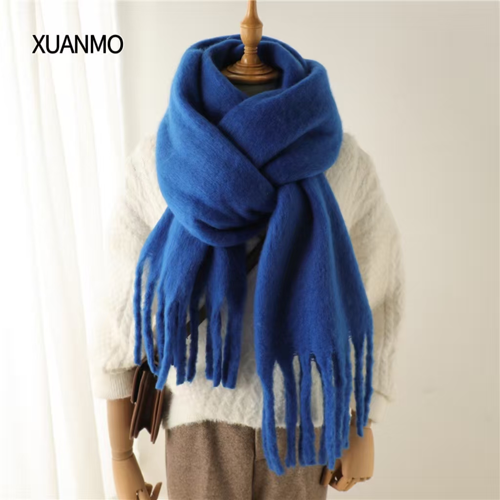 K1972 New winter thickened lambswool scarf shawl Korean style solid color versatile women's wholesale price flexible minimum order quantity