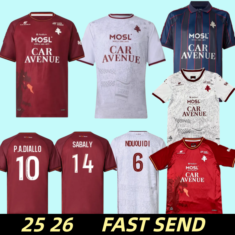 2526 FC Metz Soccer Jersey Jallow Mikautadze Niane 2025 2026 Joseph Maziz Udol Yade Danley Sabaly Boulaya Vagner Niane Football Shirts