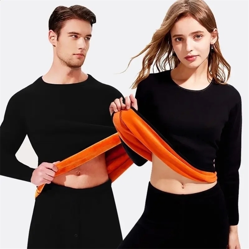 Men Woman Fleece Thicken Thermal Underwear Suit Winter O Neck Super Soft Long Sleeve Tops Leggings Long Johns Homewear Set 241228bjbj