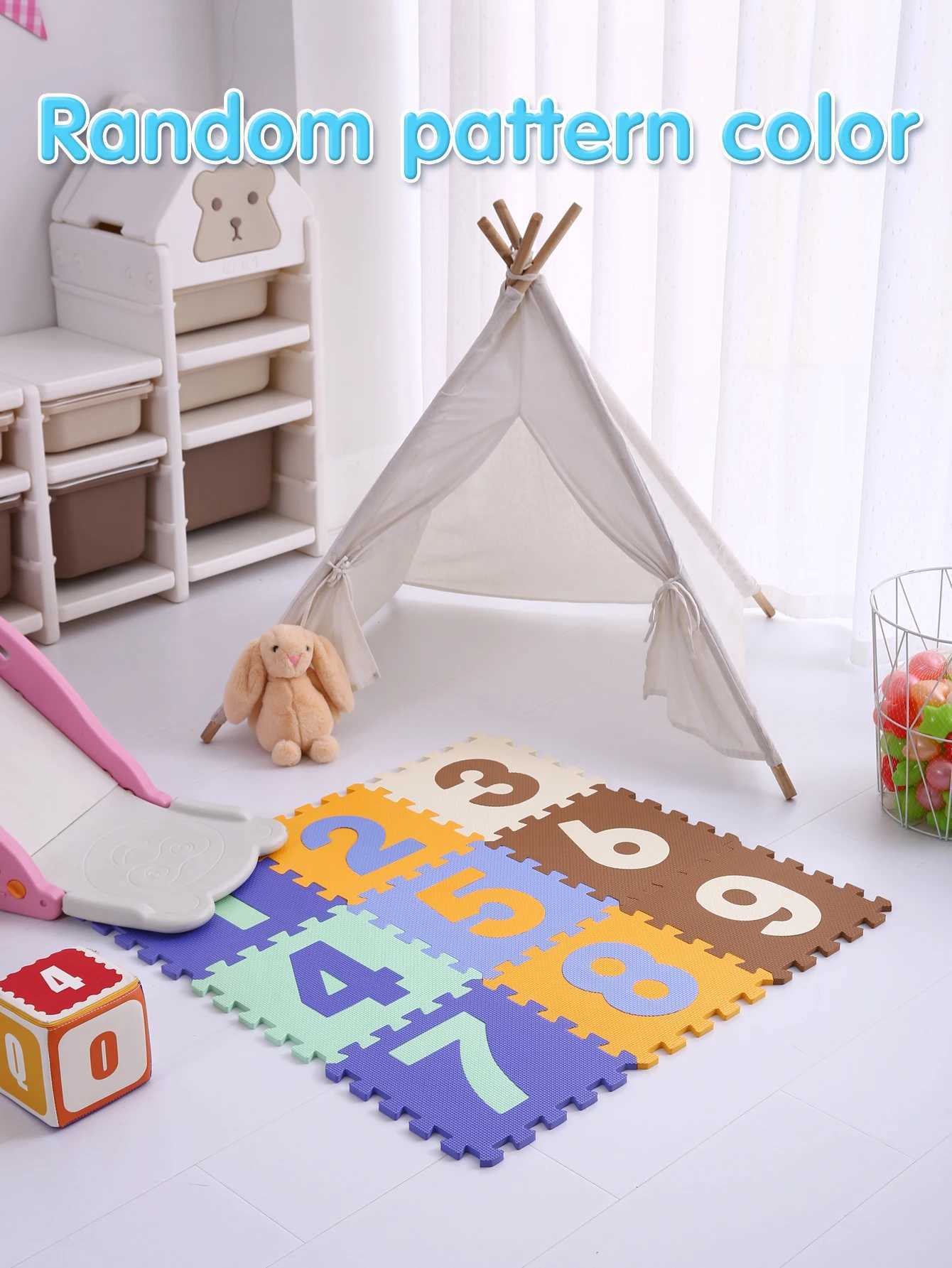 9Pcsset Square Interlocking with Puzzle Pattern Floor Mat Foam Play Mat Multicoloured for Kids Indoor Play Random colors C250926