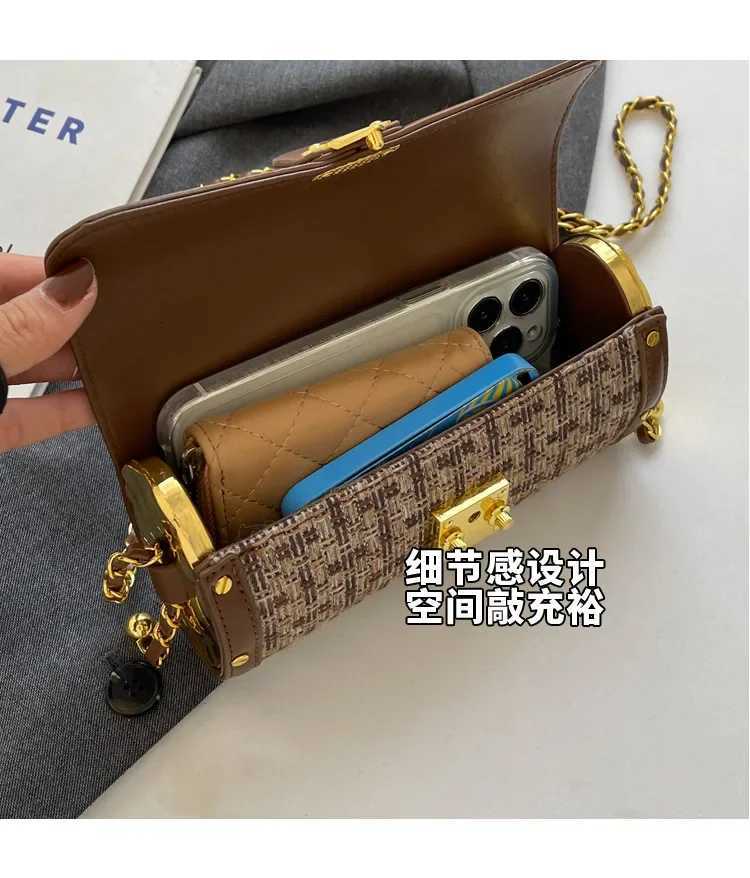 Luxury Women Brand PU Leather Plaid Crossbody Bag Casual Chain Lock Cylinder Messenger BagW250926