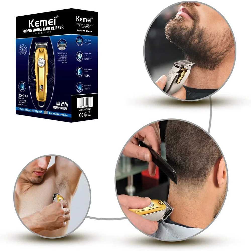 Kemei 1986 Hair Clipper Professional Barber Trimmer Lcd Display Electric Hair Cutting Machine USB Cordless Cutter Razor for Men R250926
