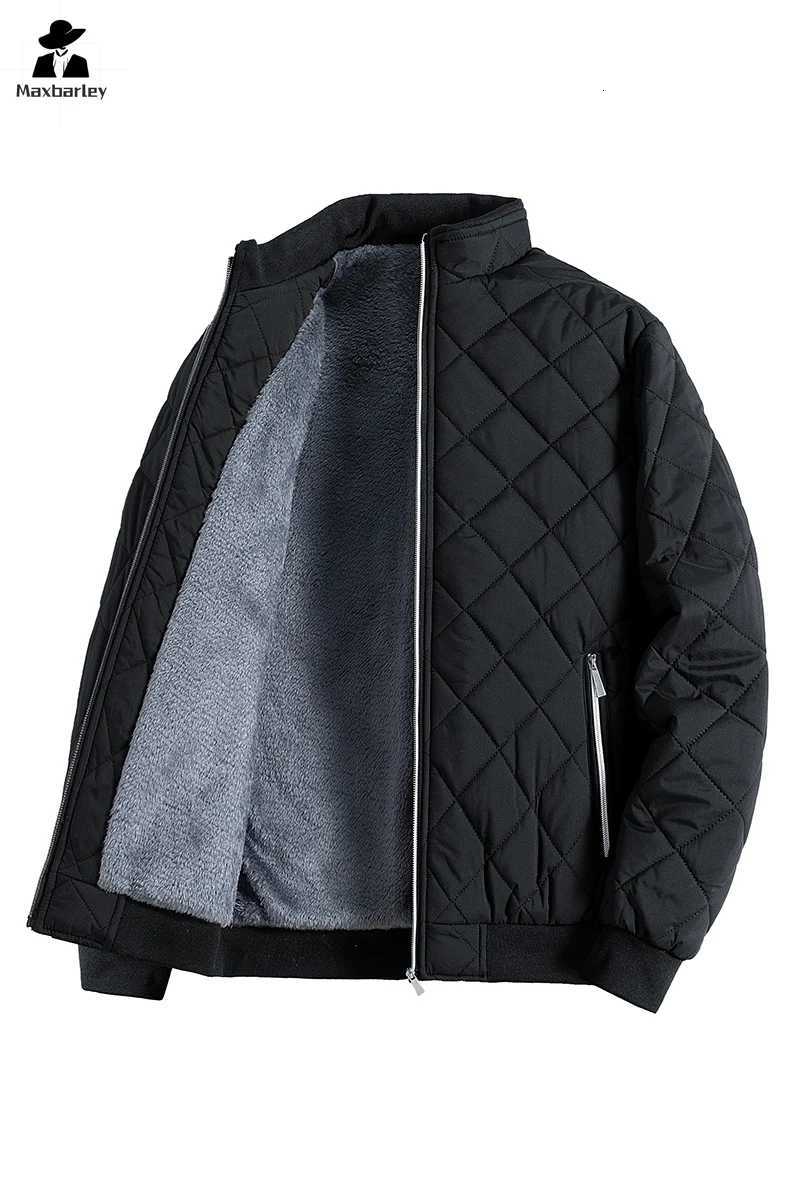 2024 Winter Coldproof Jacket Mens Casual fleecelined Thickened Zipper Quilted Padded Coat Mens Business Commuting Warm Parka W250926