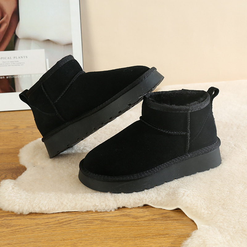 CE designer shoes Free shipping oxhide affordable luxury Winter anti slip snow boots with thick plush cotton shoes Fade-resistant yellow