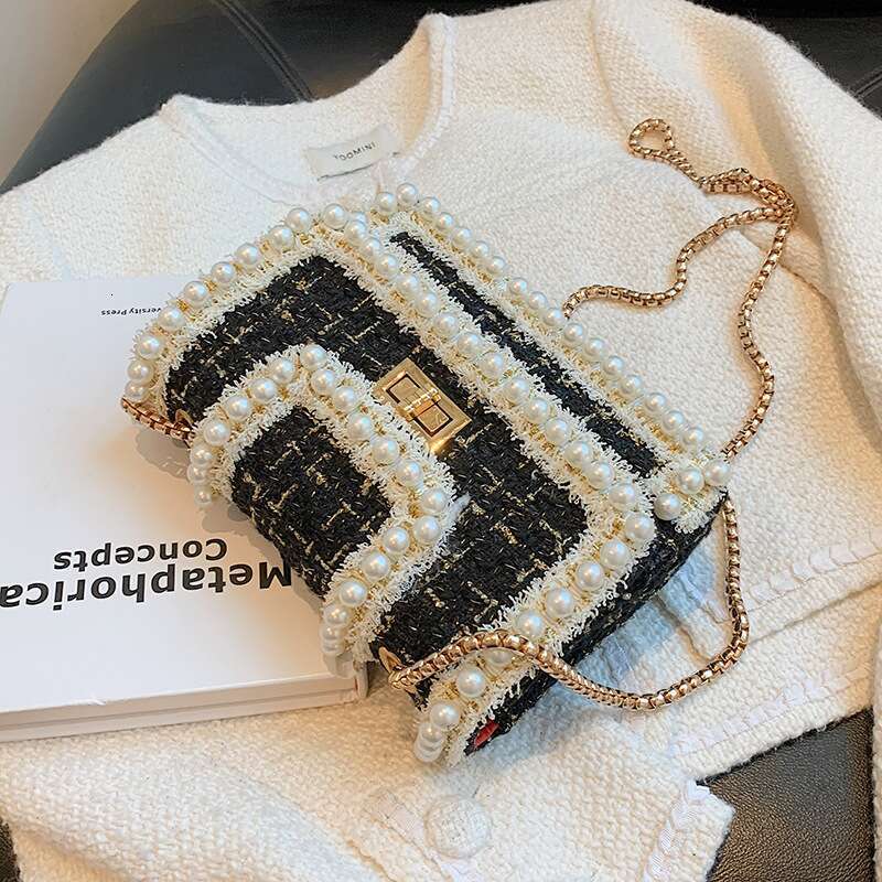 Autumn and Winter Tweed New Women's Chain Fashion Crossbody Shoulder Small Square Bag