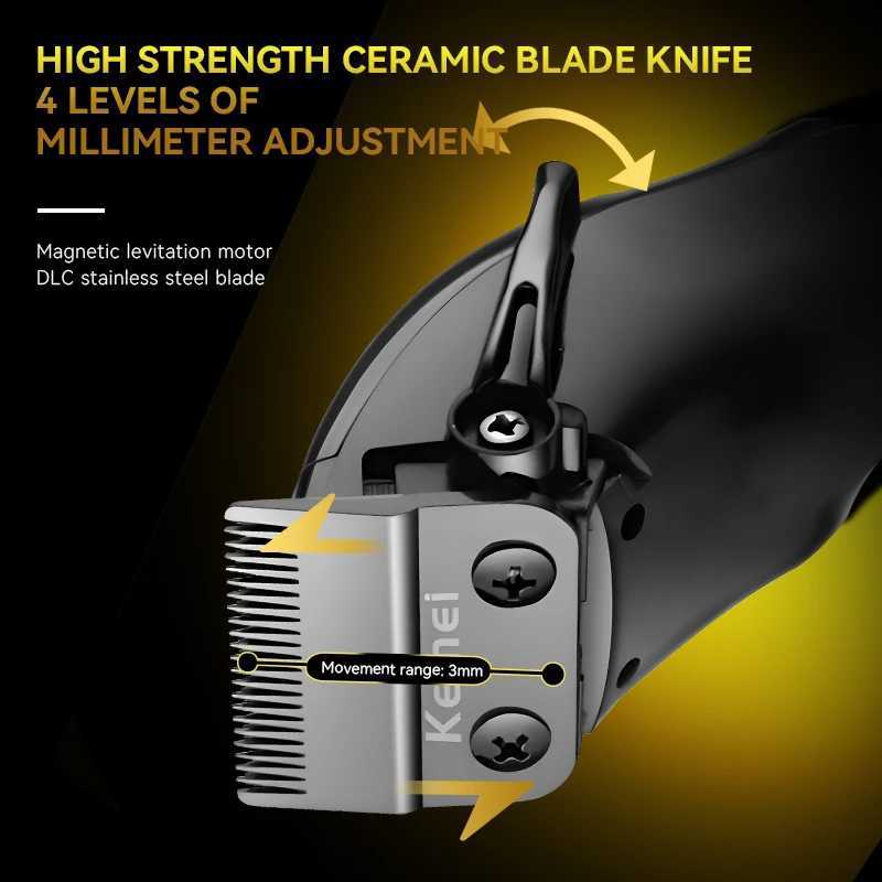 Kemei Trimmer Professional Hair Trimmer DLC Blade Haircut Machine 9000 RPM Magnet Motor Trimmer Electric Clipper for Men KM1767 R250926