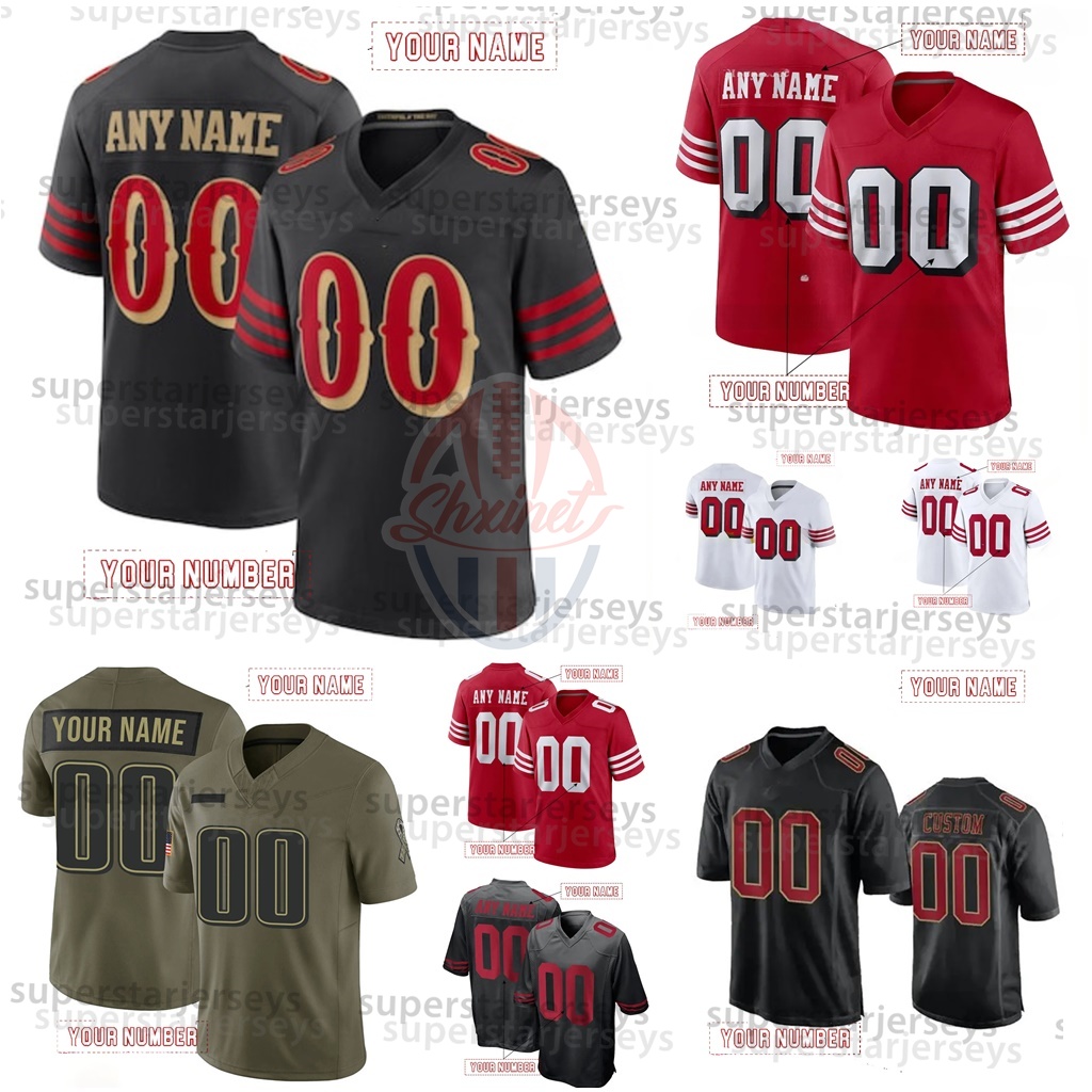 Mens Olive Salute Custom Football 2025 Rivalries Jersey Brock Purdy George Kittle Fred Warner Christian McCaffrey Mac Jones Deommodore Lenoir 666