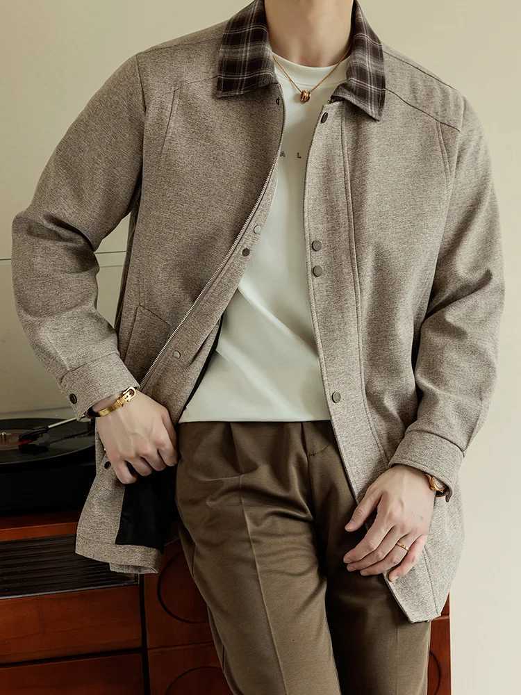 Big Tall 8XL MidLength Trench Coat Oversized Casual Long Jacket Outerwear Korean Fashion Mens Jacket Autumn Winter Coats W250926