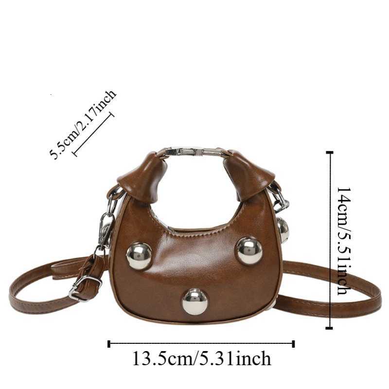 Creative Retro Mini Riveted Handbag PU Portable Single Shoulder Bag Luxury Solid Color Small Crossbody Bag Women Z250926