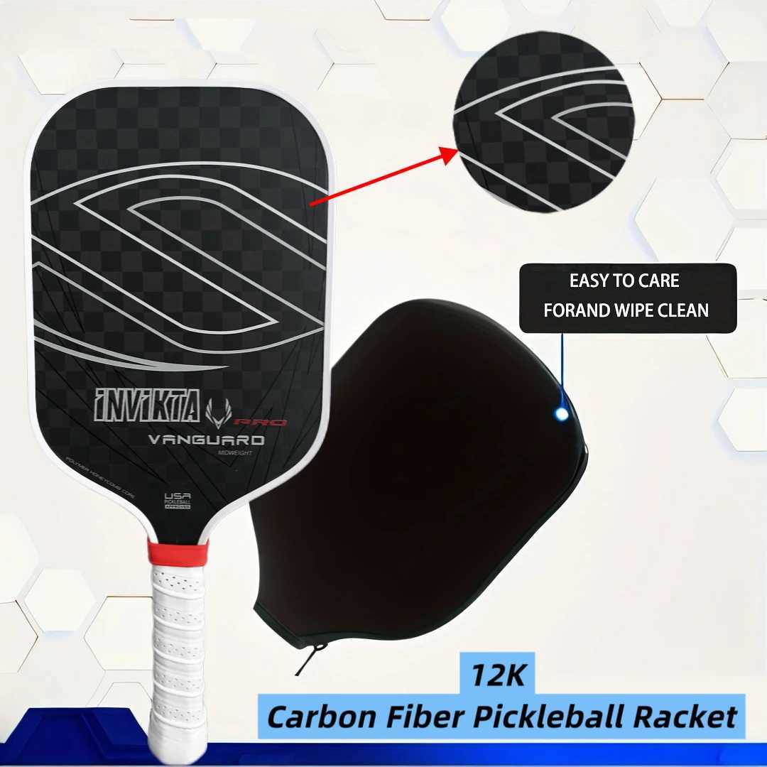Free racket cover 12K Pickleball Paddle 16mm polymer honeycomb core enhanced spin and power nonslip tape edge protection J250926