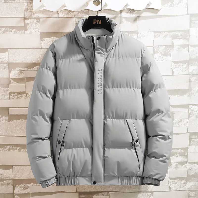 2025 Winter New Mens Padded Jacket CottonPadded Solid Color Stand Collar Zipup Outerwear Casual Style Regular Fit W250926