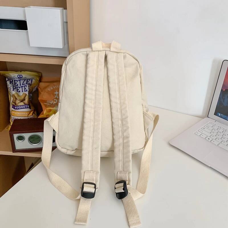 Small Canvas Backpacks Women 100% Cotton School Bags For Teenage Girls Solid Purple Brand Korea Style Cloth Casual Satchels high-quality