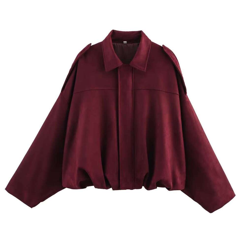 European and American Cross-Border Women's Fashion Nine-Color Suede Texture Turn-Down Collar Bomber Jacket Coat