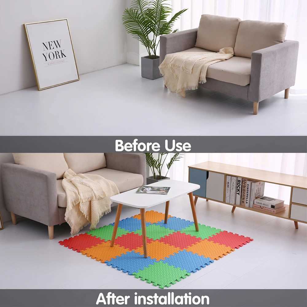 04 Inch16pcs Thick Square Puzzle Mat 3030cm EVA Foam Baby Play Mat for Children Room Activities RedYellowBlueGreen C250926