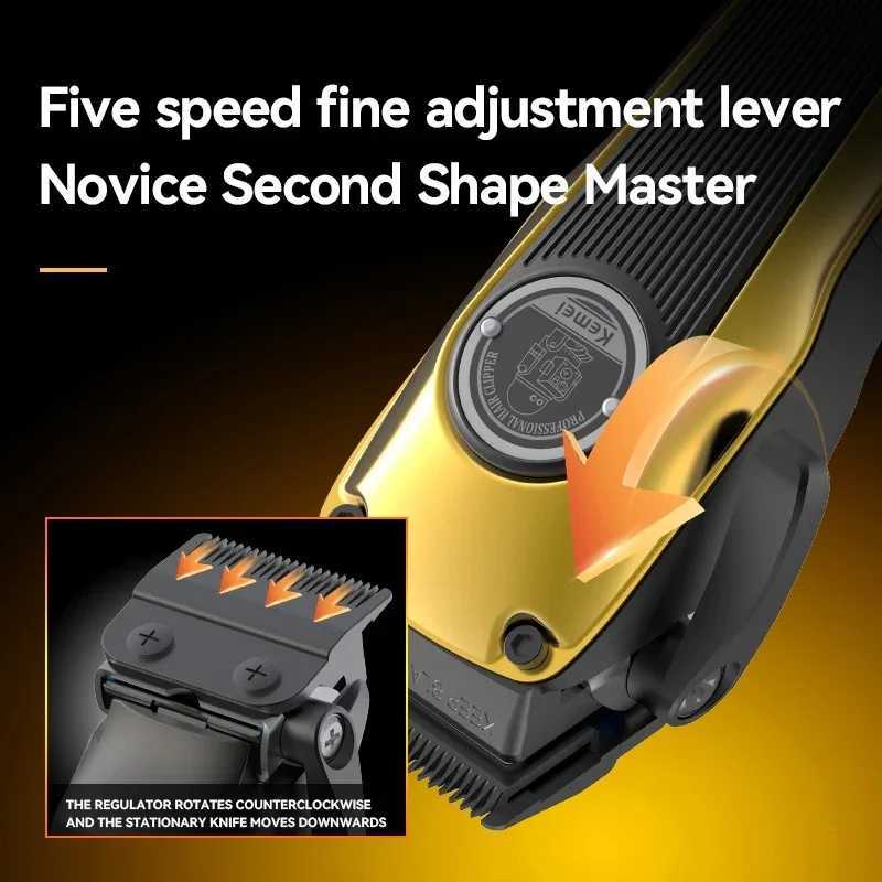Kemei Barber Hair Clipper Brushless Motor Hair Trimmer Rechargeable Cordless Electric Taper Hair Cutting Machine DLC Fade Blade R250926
