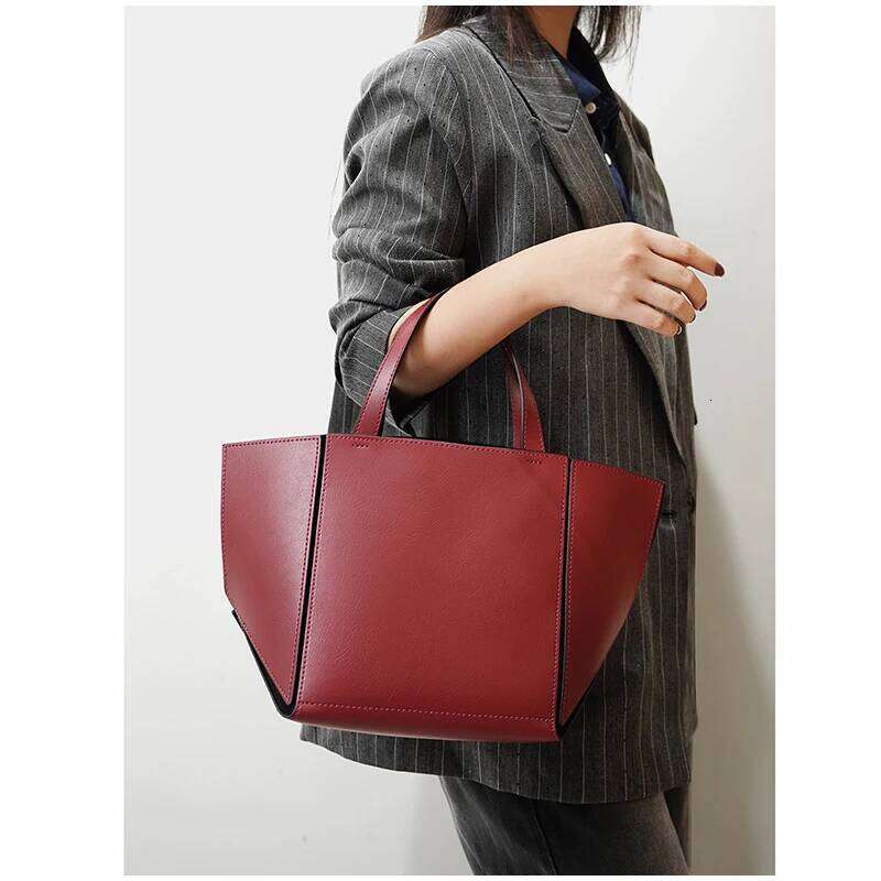 Women's Genuine Leather Commuter Tote 2In1 Large Capacity Bucket Mother Shopping Foldable Wings Bag suotong2509