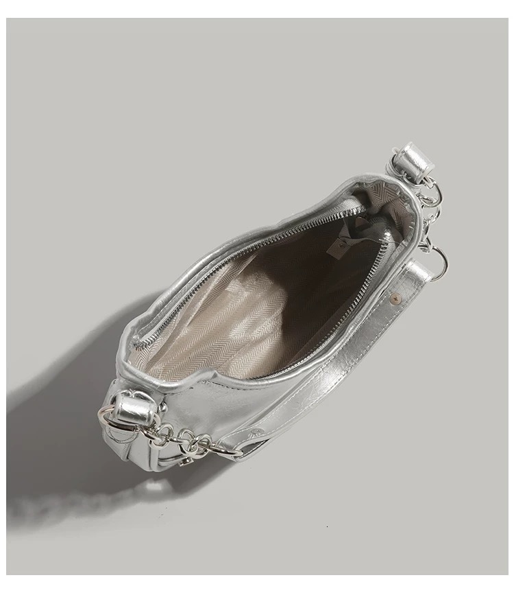 Guguo Designer Bag Handheld Chain Baguette Bag Luxury Bag Underarm Bag New Trendy Glossy Crossbody Women's Bag Niche High-end Versatile Shoulder 