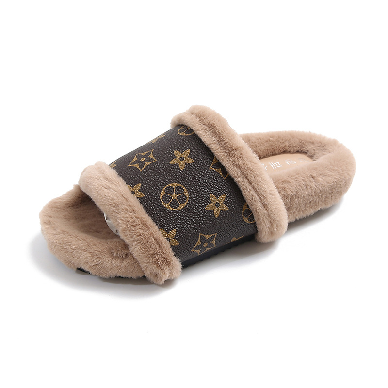 new free shipping designer shoes Women's new autumn and winter leather one-piece plush home cotton slippers for outdoor wear