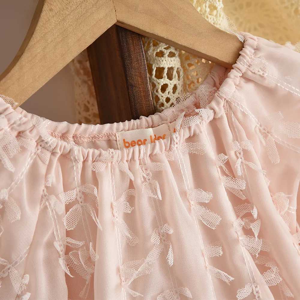 Bear Leader Autumn Pink Girls Casual Dresses with Lace Decoration One Shoulder Princess Dress Sweet and Cute Childrens Clothing Z250926