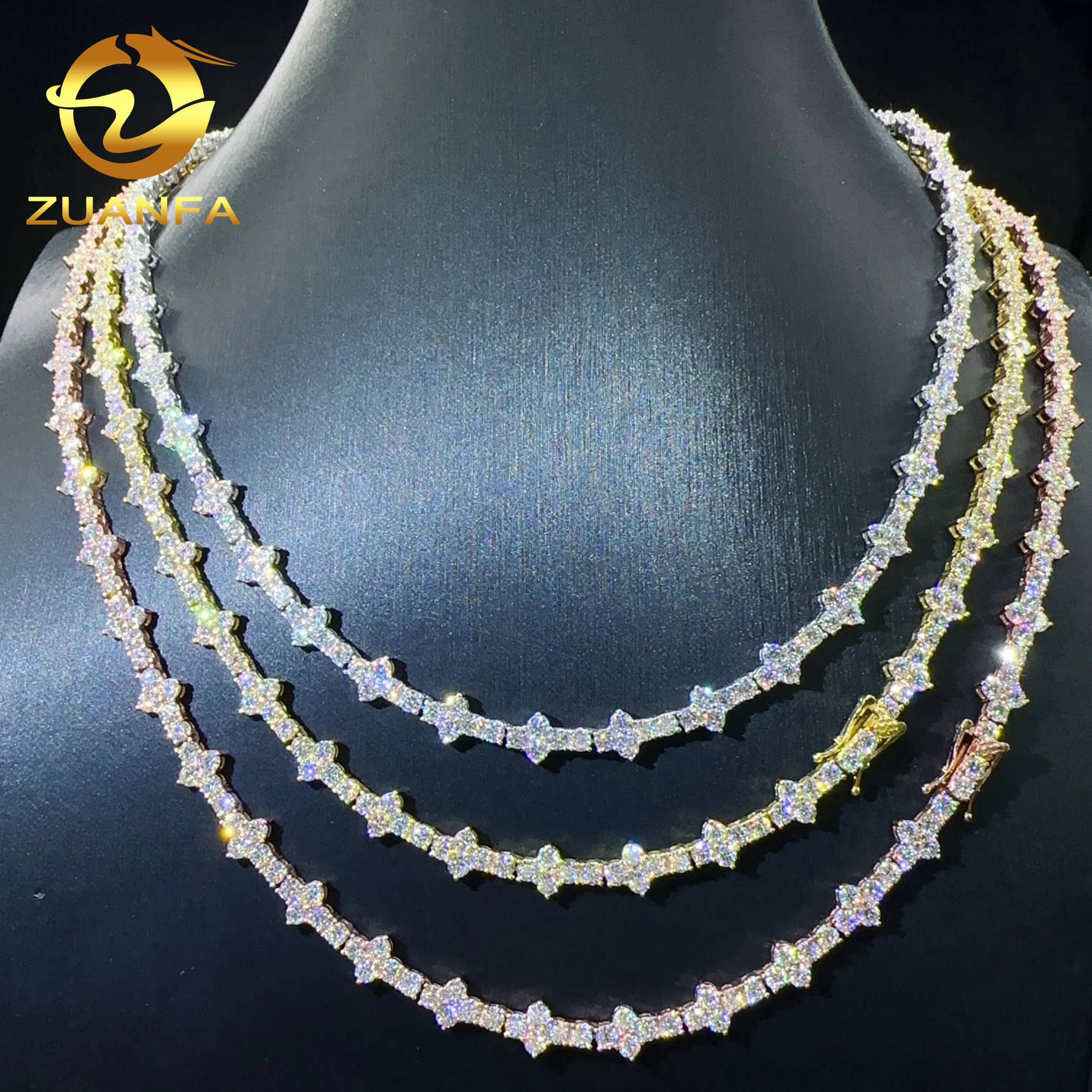 Wholesale Price 3mm Necklace Silver 925 Vvs Moissanite Lab Diamond Iced Out Hip Hop Jewelry Cross Tennis Bracelet Chain