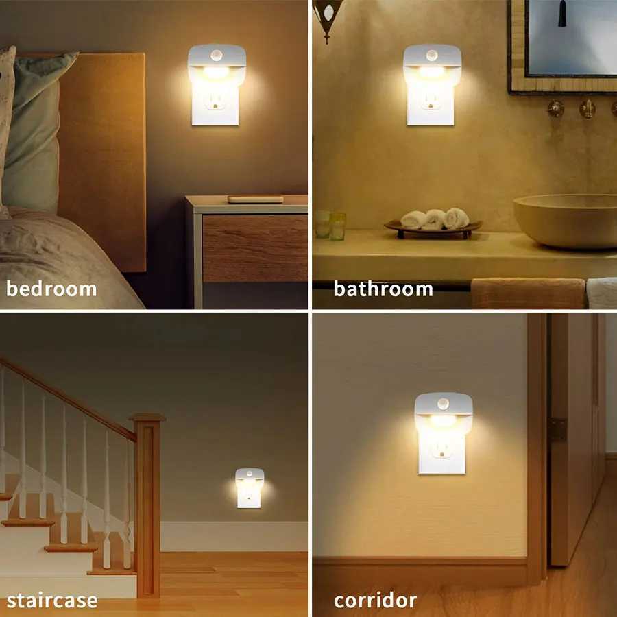 LED Night Light EU Plug In Smart Motion Sensor Light 220V Wall Lamp for Home Aisle WC Hallway Stair Kitchen Bedroom Night Lamp C2509251