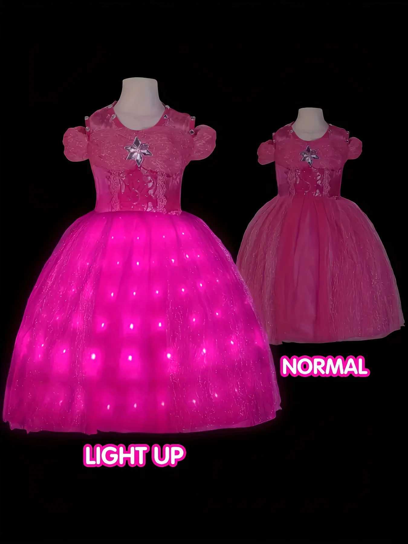Girl Elsa Role Playing Dress Light up Kid Halloween Frozen Carnival Apparel Girls Birthday Cosplay Princess Glowing Dress Z250926