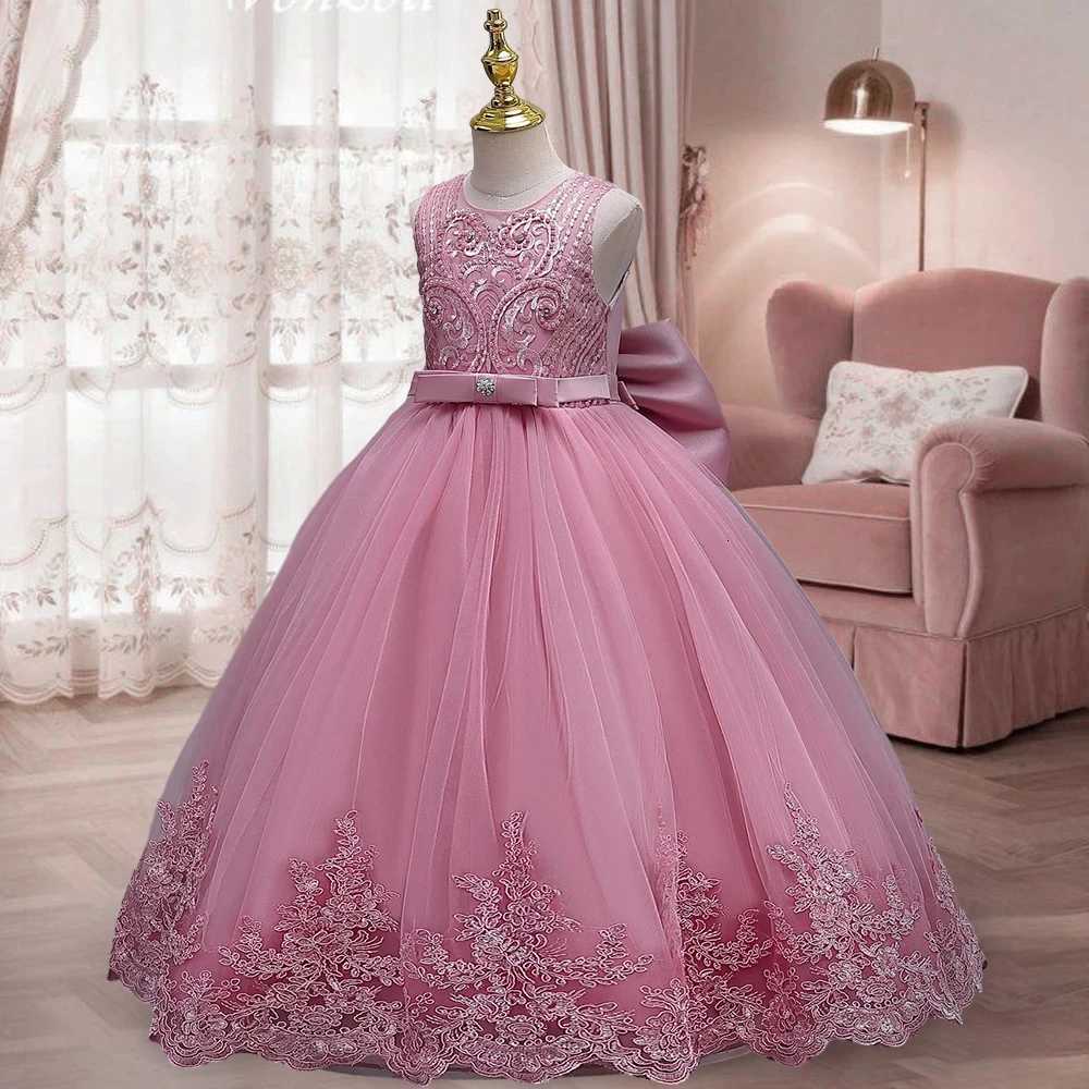 childrens dress 312 year old embroidered bow wedding dress girl princess dress girl birthday party evening Back Dew Bride dres Z250926