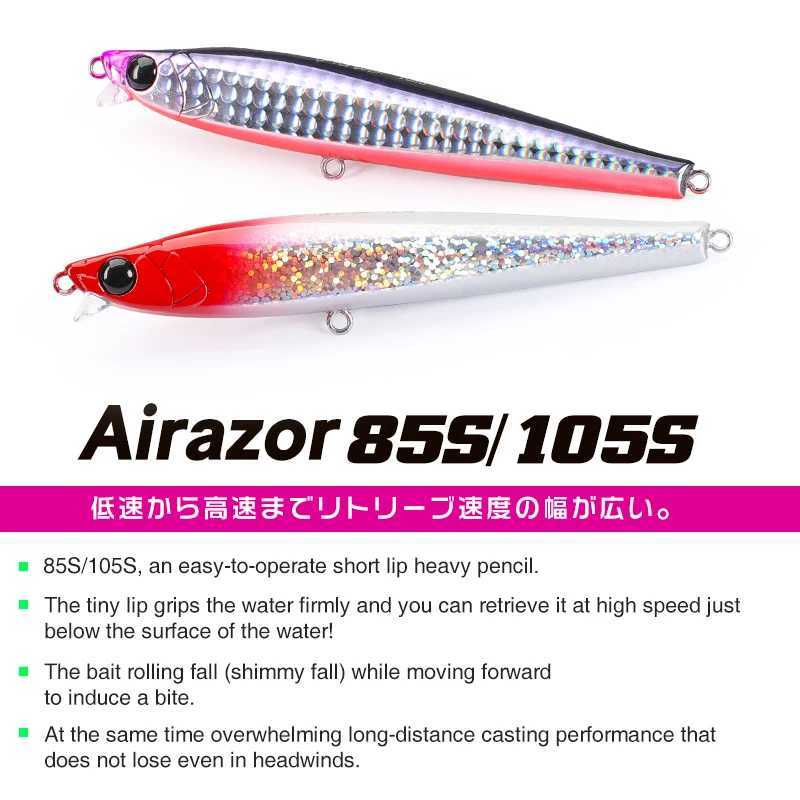 TSURINOYA Sinking Fishing Lure 85S 105S Short Lip Pencil AIRAZOR 85mm 20g 105mm 30g Max 90m Long Casting Saltwater Hard Baits W250926