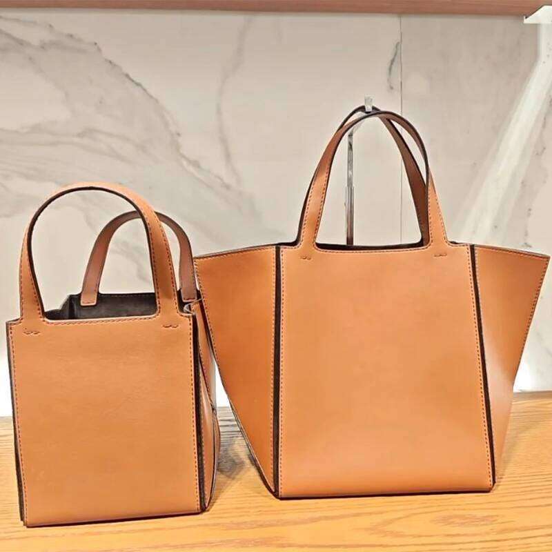Women's Genuine Leather Commuter Tote 2In1 Large Capacity Bucket Mother Shopping Foldable Wings Bag suotong2509