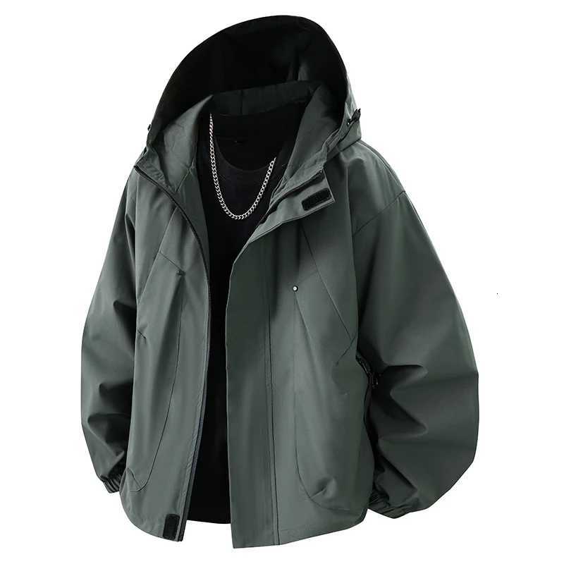 Autumn Mens Jacket Hooded Windbreakers Windproof Outdoors Casual Jackets Black Bomber Camping Loose Thin Coat Plus Size 8xl W250926