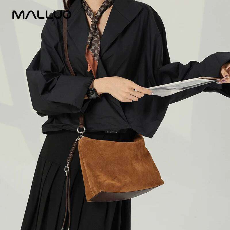 Female Retro Casual Cow Leather Handbags Women Soft Frosted Cowhide Shoulder Bag Ladies Fashion Trend Designer Bags Lady Suotong2509
