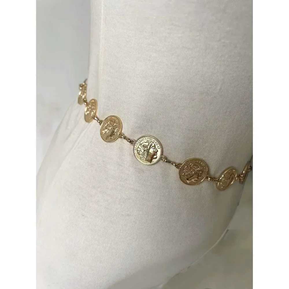 High Quality 80s Gold Coin Alexander The Great Chain Belt Women Waist Belly Chain Fashion Accessory L250926