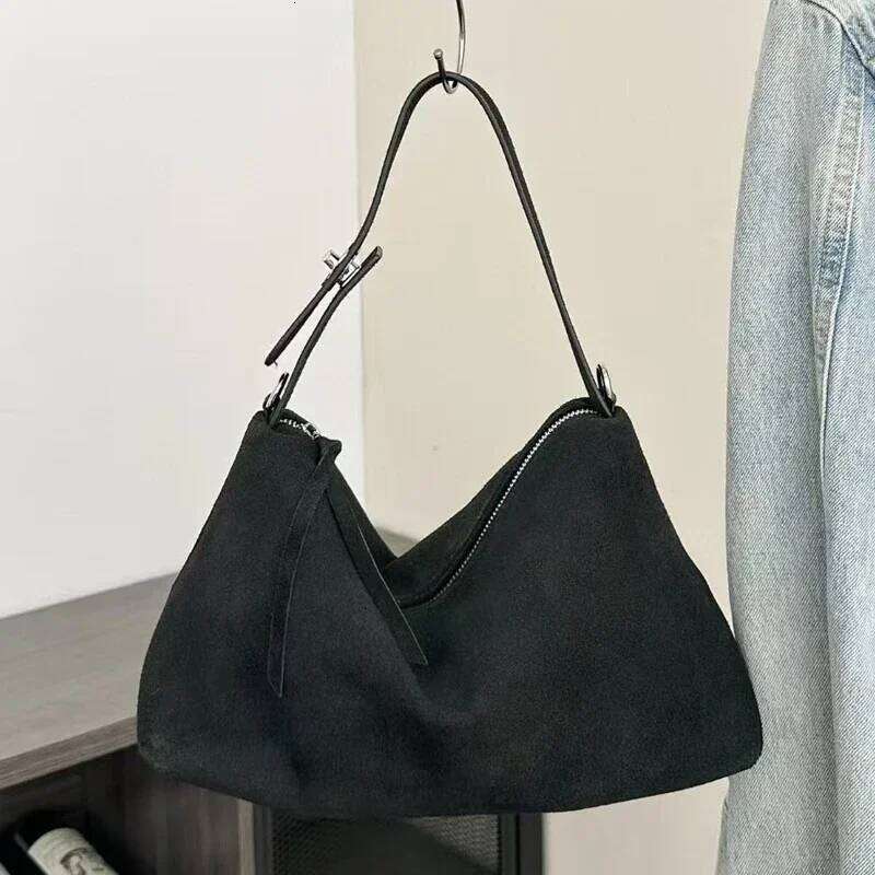 Women Genuine Shoulder Bags Female Fashion Boston Tote Soft Matte Suede Cow Leather Lady A Large Handbag Suotong0917