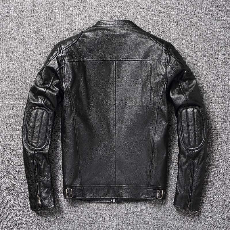 Style Clearance Top Layer Cowhide Leather Jacket Men Stand Collar Motorcycle Jacket Youth Spring Autumn Plus Size Jacket 250926