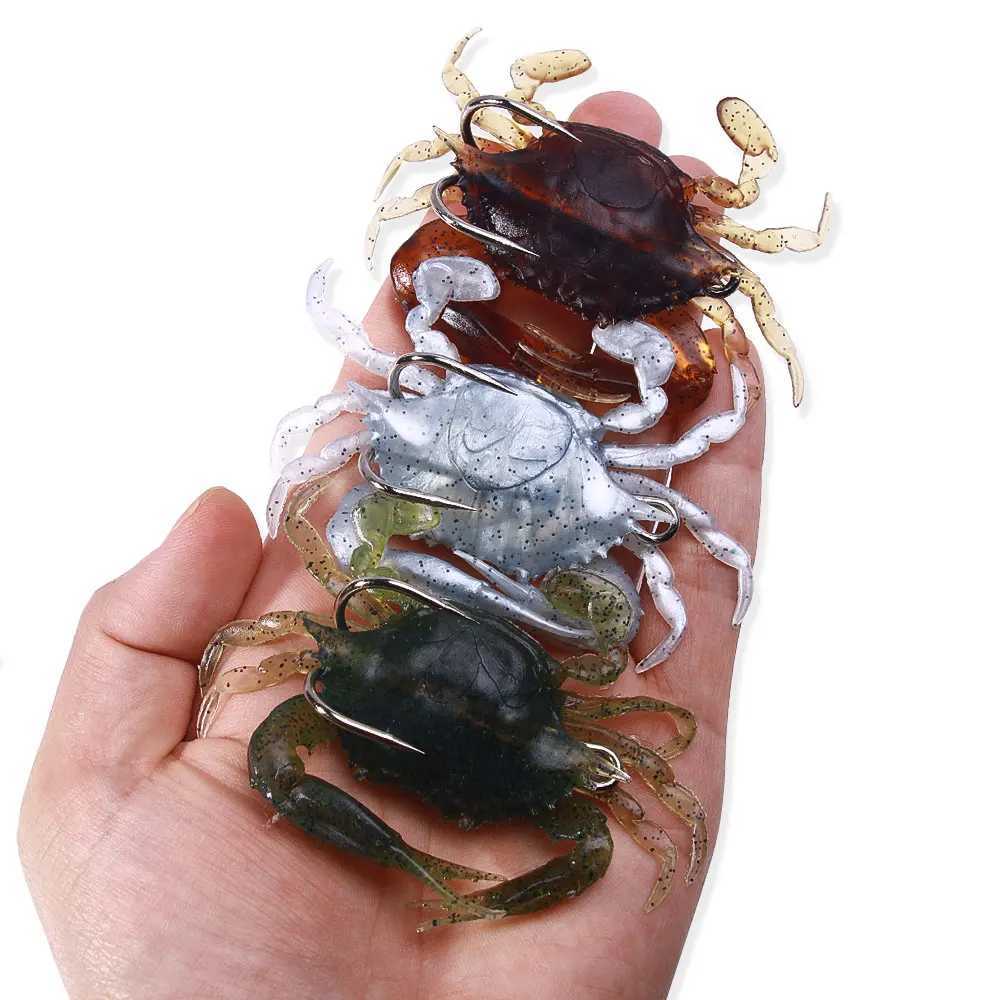 HENGJIA 3pcs 8cm 19g 3D Simulation Crab Bait With Hook Artificial Soft Silicone Lure Fishing Goods saltwater Pike Fishing Lure W250926