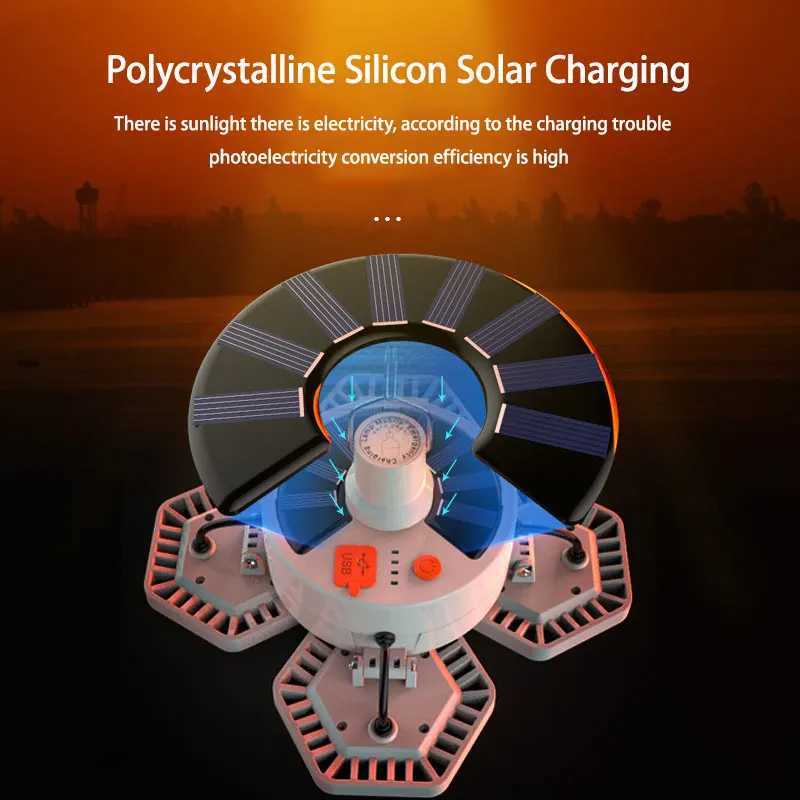 LED Rechargeable Solar Camping Lamp 3Leaf Folding Light Portable Emergency Lighting Camp Equipment Bulb Powerful Solar or USB C250925