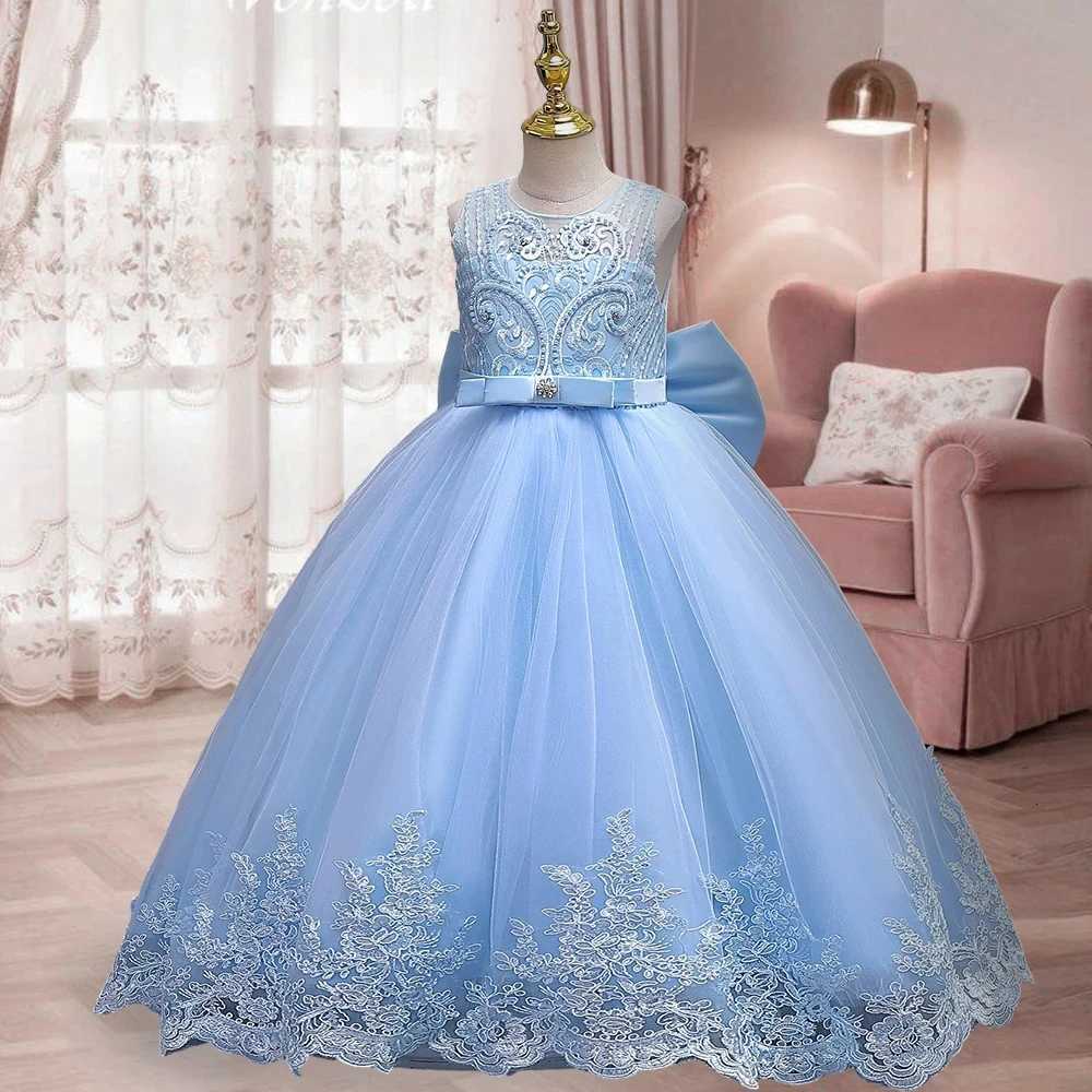 childrens dress 312 year old embroidered bow wedding dress girl princess dress girl birthday party evening Back Dew Bride dres Z250926