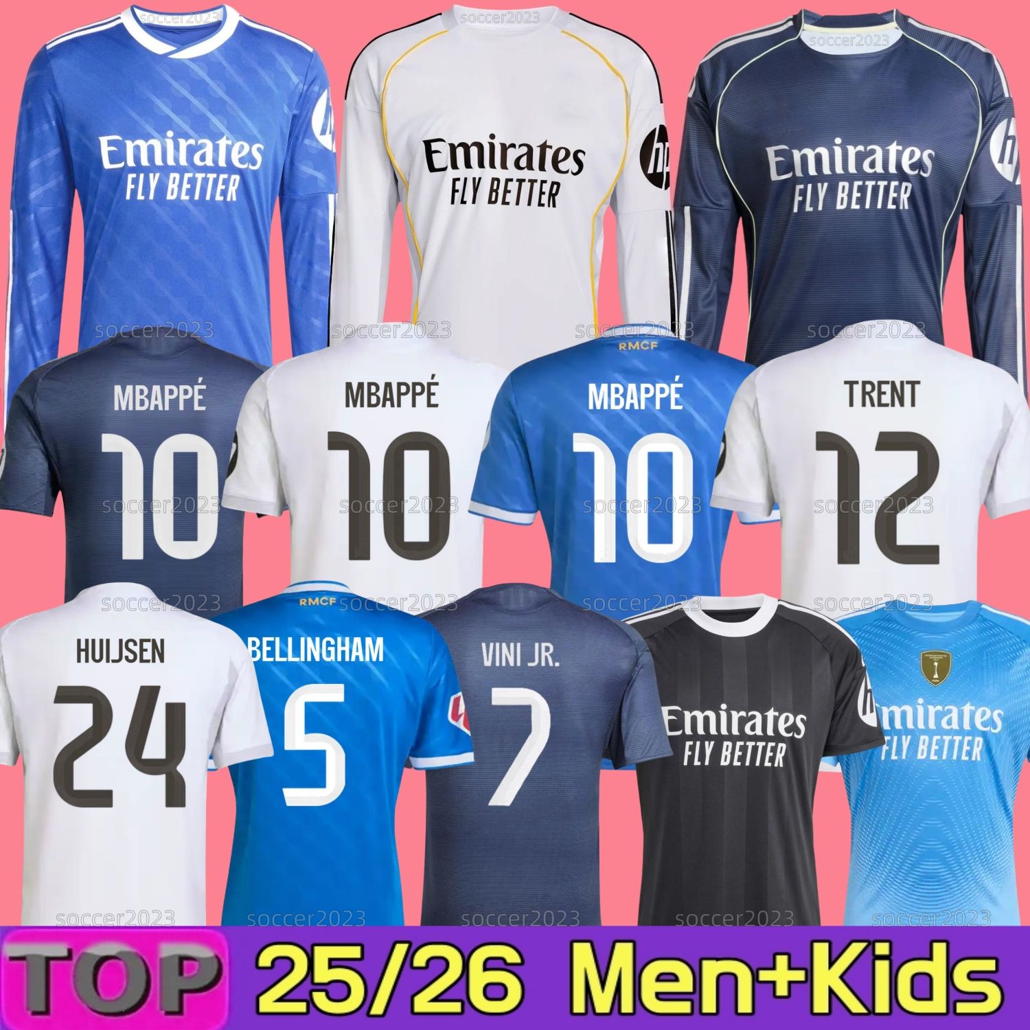 25 26 MBAPPE VINI JR Soccer Jersey 2025 2026 BELLINGHAM TRENT HUIJSEN RODRYGO VALVERDE Football Shirt MODRIC CAMAVINGA ARDA GULER COURTO fans Player men long kids kit