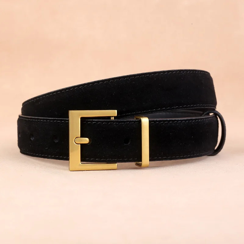 Factory Womens Leather Belt with Needle Buckle Suede Waist Belt Cowhide Versatile Decoration Jeans Waist Belt250920