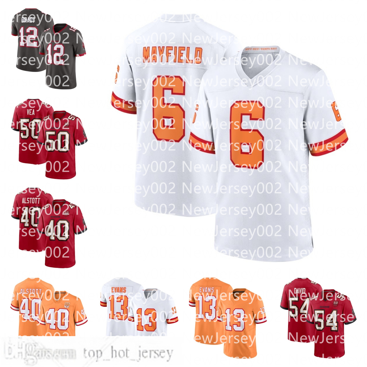 Buccaneer Jersey Evans Baker Mayfield Bucky Irving Emeka Egbuka Mike Alstott Chris Godwin Jr. Devin White Lavonte David Vita Vea Tom Brady Custom