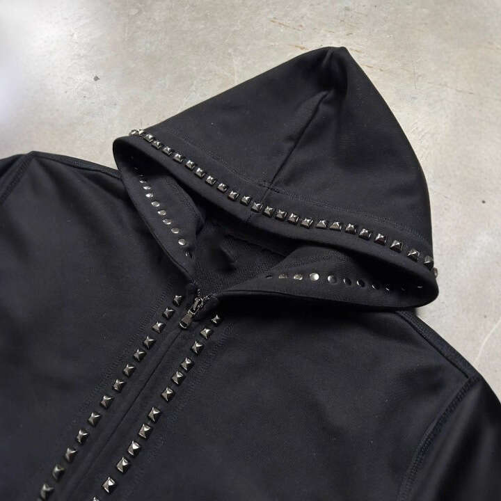 Autumn Winter New Personalized Beaded Couple Matching High Street Hip-Hop Style Hooded Cardigan Sweatshirt Solid Color