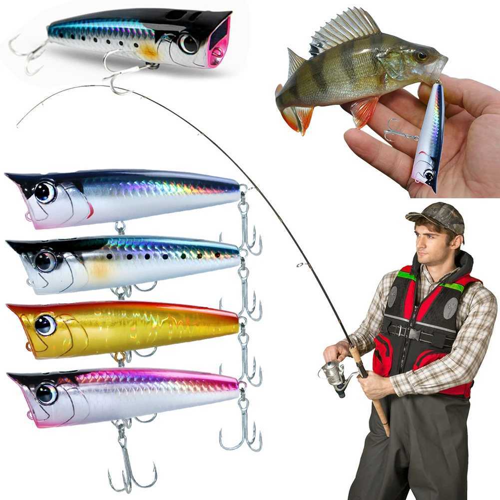 Floating Fishing Lure with Hook Topwater Bubb Baits 3D Eyes Minnow Popper Crank Baits for Freshwater Saltwater Surface Fishing W250926