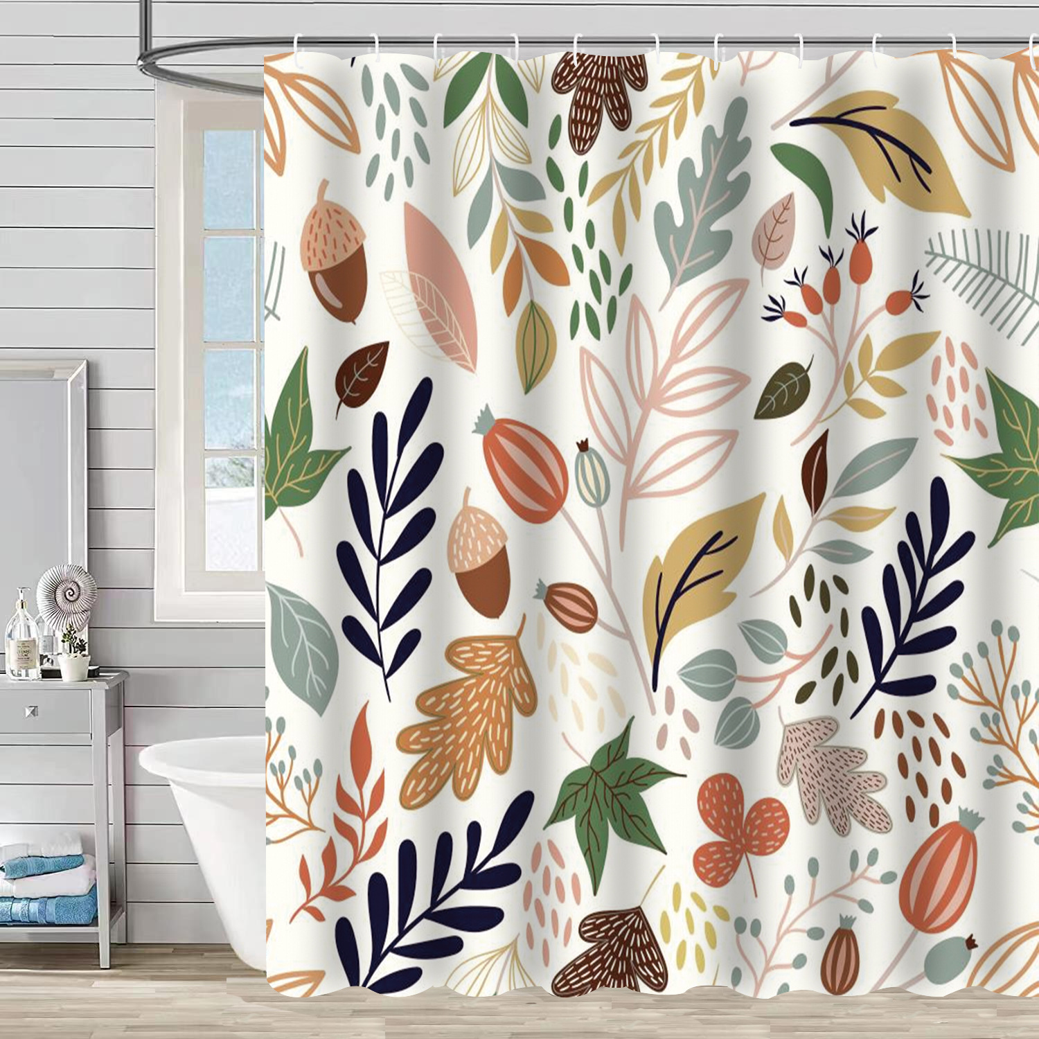 YL-37312 Waterproof Shower Curtain 3D Printed Tropical Jungle Plant Leaves and Flowers Season Polyester Shower Curtain with Hook