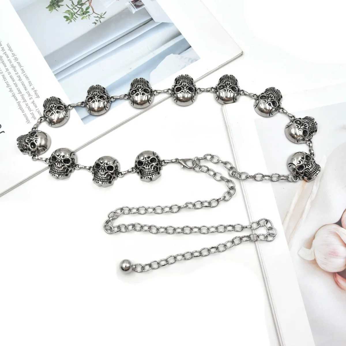 Fashionable metal skull waist chain womens decoration with skirt suit belt versatile sweater chain waist seal dark style L250926