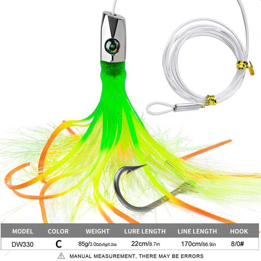 1PC Deepsea Seawater Fishing Lure 22cm85g Zinc Alloy Octopus Squid Skirt Bait Big Game Fishing Marlin Tuna Trolling Lure W250926