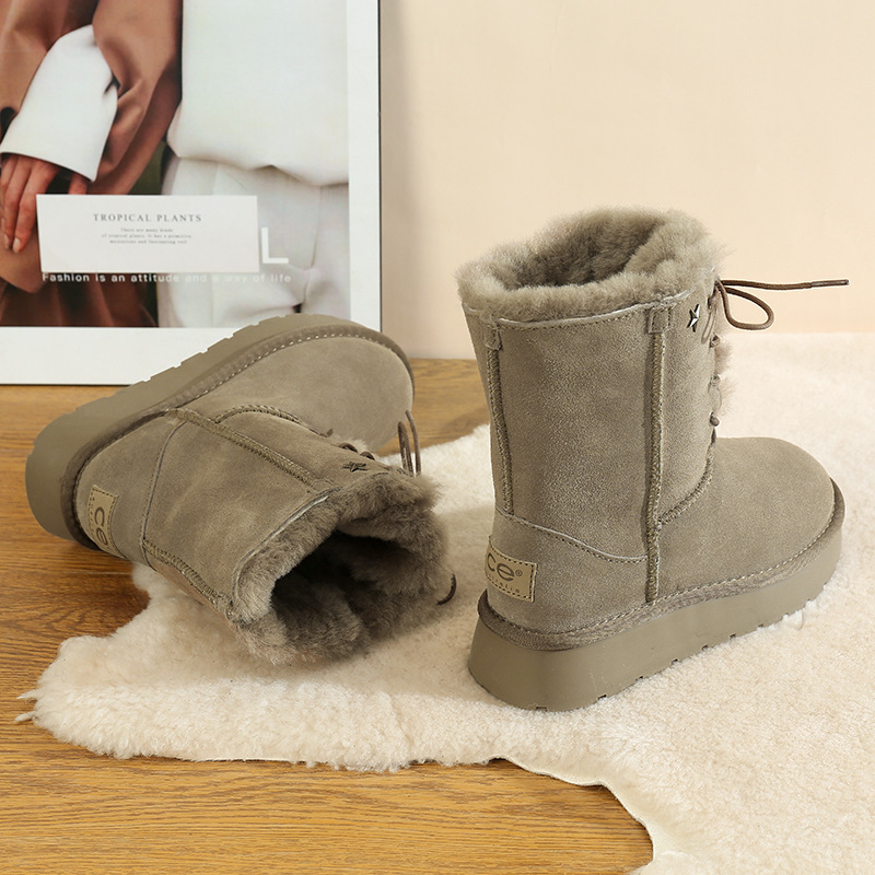 CE designer shoes Free shipping oxhide affordable luxury Winter anti slip snow boots with thick plush cotton shoes Easy to store white